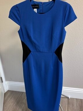 Blue dress with black side panels